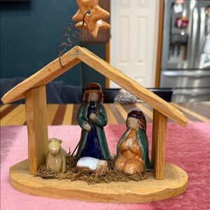 Charming Nativity Scene with Wooden Stable